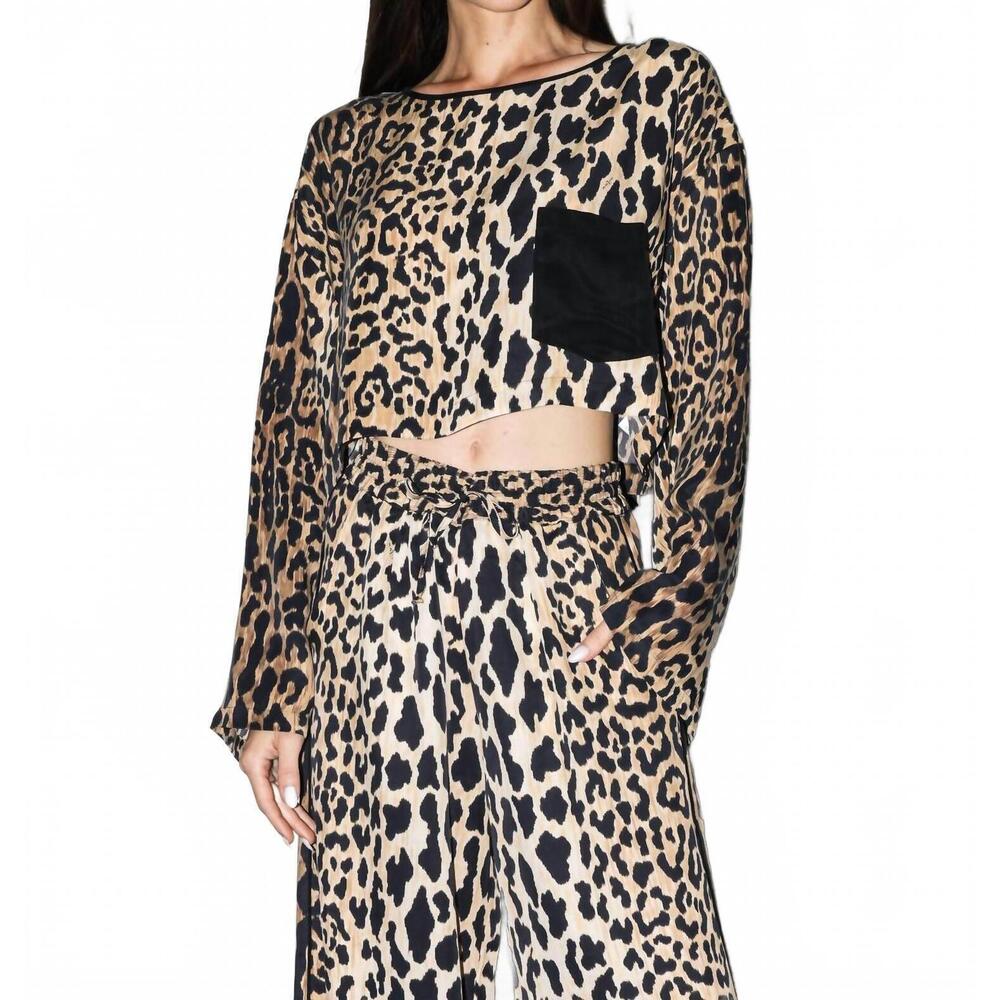 NEW NILUU wildesse long sleeve crop tee in leo